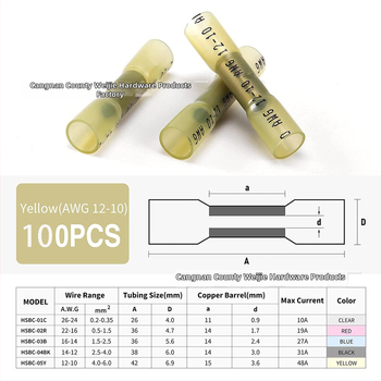 Weijie zīmola siltumizstiepjamais ūdensizturīgais vidējais termināla savienotājs, 1 kodols, PE izolators, automobiļu elektronikai