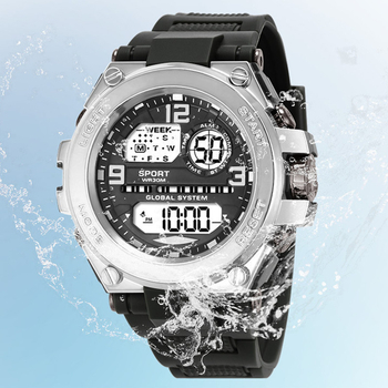 Vīriešu ārējais militārais digitālais pulkstenis ar LED - 30 m ūdensdrošs, elektronisks kustības mehānisms, alarms, hronogrāfs, gaišs displejs