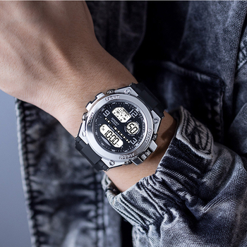 Vīriešu ārējais militārais digitālais pulkstenis ar LED - 30 m ūdensdrošs, elektronisks kustības mehānisms, alarms, hronogrāfs, gaišs displejs