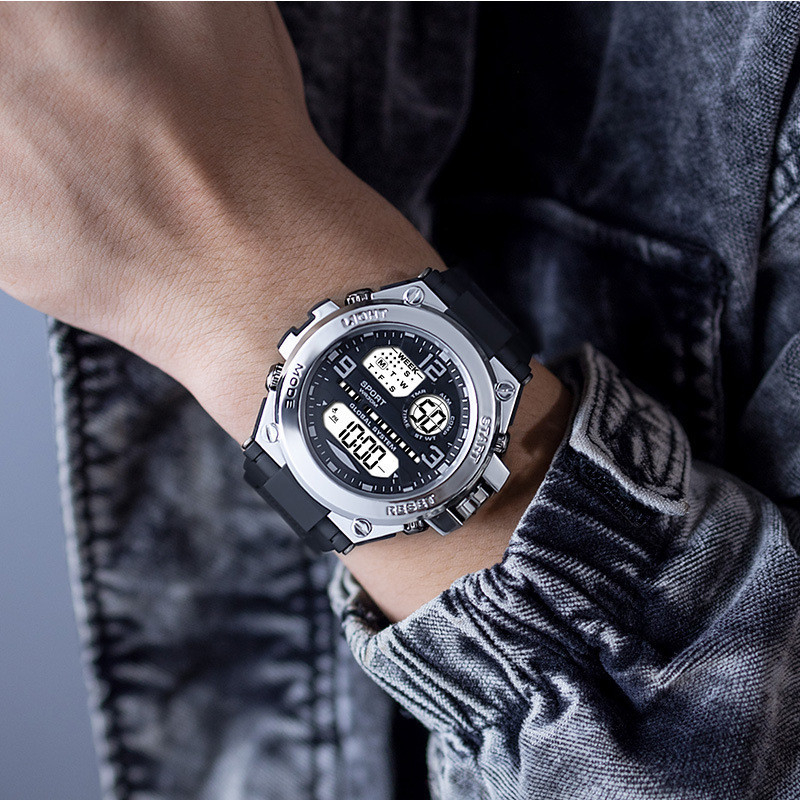 Vīriešu ārējais militārais digitālais pulkstenis ar LED - 30 m ūdensdrošs, elektronisks kustības mehānisms, alarms, hronogrāfs, gaišs displejs