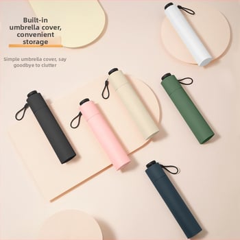 Labai lengvas sulankstomas skėtis su UV apsauga, 6 aliuminio šarvų, 210T poliesterio audinys, rankinis atidarymas uždarymas, sveria 130 g