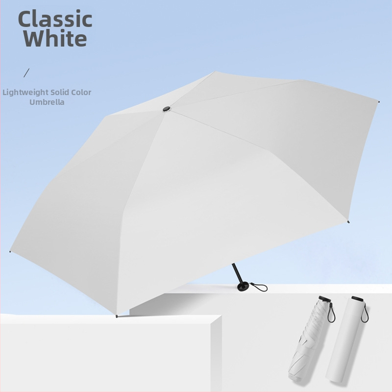 Labai lengvas sulankstomas skėtis su UV apsauga, 6 aliuminio šarvų, 210T poliesterio audinys, rankinis atidarymas uždarymas, sveria 130 g