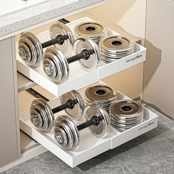 Cutie de depozitare pentru mobilier, Model 5010-5013, PS + șină decorativă din fier, 5–10 L, fără capac