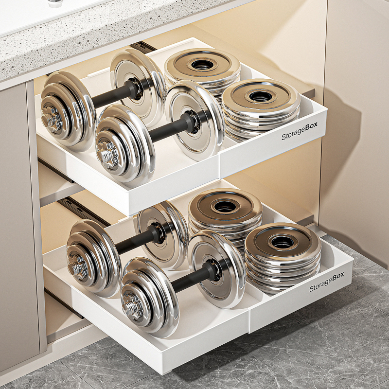 Cutie de depozitare pentru mobilier, Model 5010-5013, PS + șină decorativă din fier, 5–10 L, fără capac