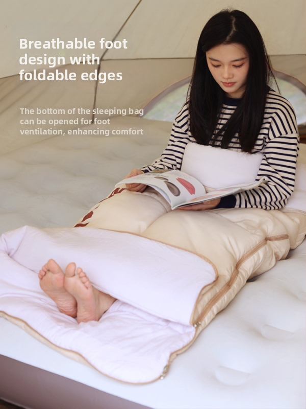 SunnyFeel Mountain Gate Lauko žieminis miegmaišis — lengvas automobiliui, suaugusiems; Užpildas: imitacinė pūkų medžiaga; Vidaus: plauti medvilnė; Audinys: Chunya spinning; Struktūra: vokinis tipas