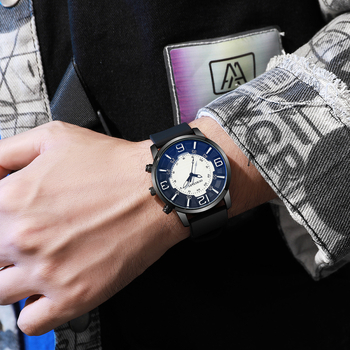 RUOLINDO kvarča pulkstenis - silikona siksna, cinka sakausējuma korpuss, minerālais stikls, Arc Top Cylinder Crown, kvarc mehānisms