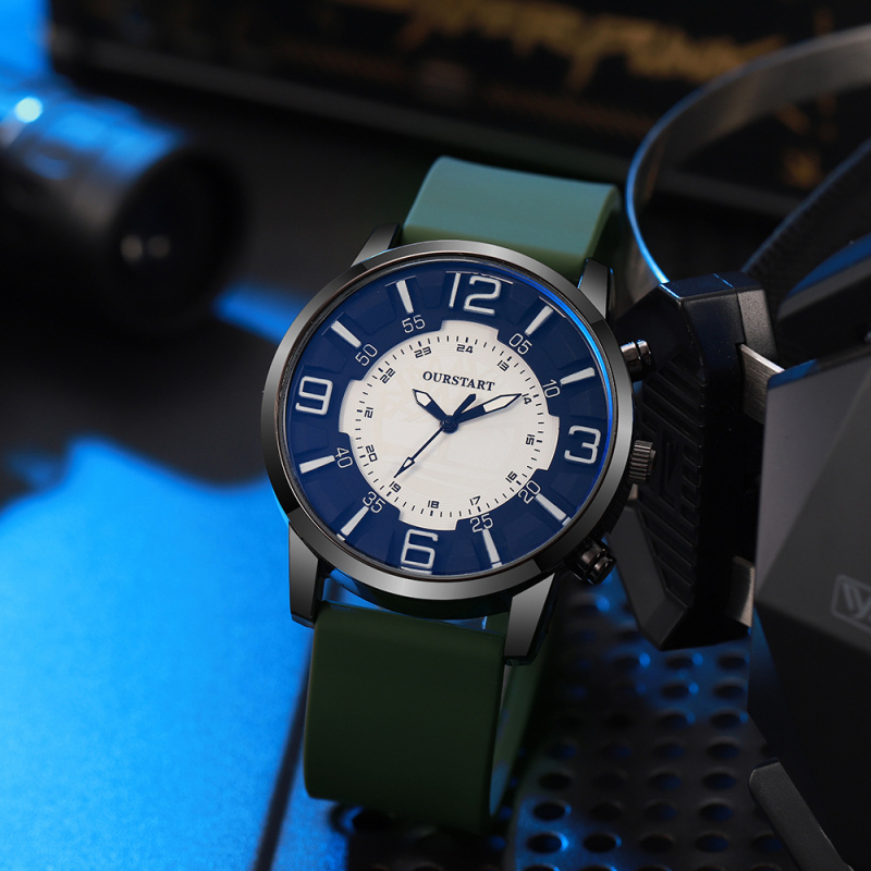 RUOLINDO kvarča pulkstenis - silikona siksna, cinka sakausējuma korpuss, minerālais stikls, Arc Top Cylinder Crown, kvarc mehānisms