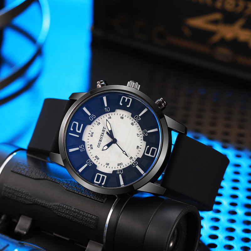 RUOLINDO kvarča pulkstenis - silikona siksna, cinka sakausējuma korpuss, minerālais stikls, Arc Top Cylinder Crown, kvarc mehānisms