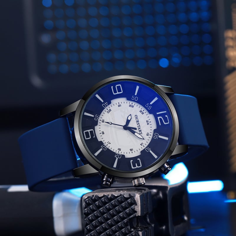 RUOLINDO kvarča pulkstenis - silikona siksna, cinka sakausējuma korpuss, minerālais stikls, Arc Top Cylinder Crown, kvarc mehānisms