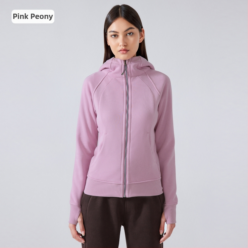 Moteriška sportinė striukė su gobtuvu žiemai – tankus medvilnės mišinio audinys, stovinti apykaklė, ilgos rankovės DJ028