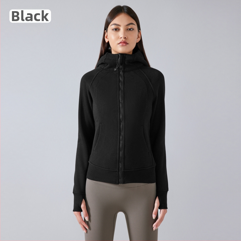 Moteriška sportinė striukė su gobtuvu žiemai – tankus medvilnės mišinio audinys, stovinti apykaklė, ilgos rankovės DJ028