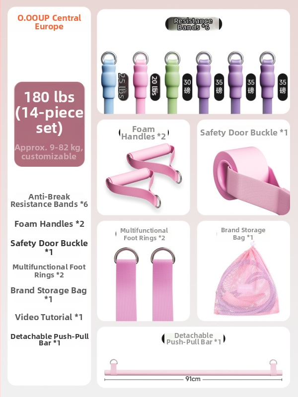 Kovos priešinimo virvės komplektas namų fitnesui — pečių, nugaros ir kojų treniruotėms, medžiaga TPR, modelis AH0700R2609