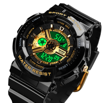 Elektroniskais pulkstenis ar analog-digitalo displeju, ūdensizturība 50 m, cifera diametrs 44 mm, PU siksna, korpuss ABS+PU