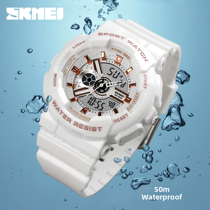 Elektroniskais pulkstenis ar analog-digitalo displeju, ūdensizturība 50 m, cifera diametrs 44 mm, PU siksna, korpuss ABS+PU