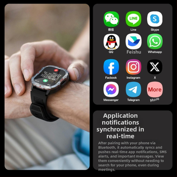 Vyrų lauko sporto išmanusis laikrodis QX11 - Bluetooth skambučiai, širdies ritmas, kraujospūdis, deguonies kiekis kraujyje, 2,01 colių TFT ekranas