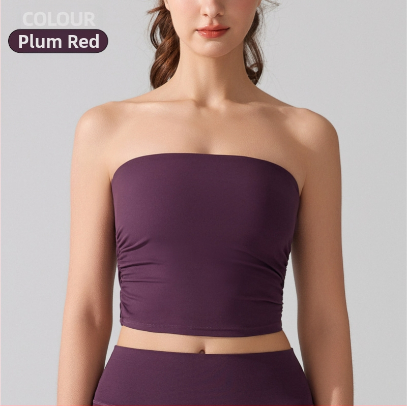 Be rankovių vamzdelinis viršus su pilnomis kaušelėmis, antibakterinis nude audinys, tinkamas bėgiojimui ir fitnesui, ploni formuojantys puodeliai