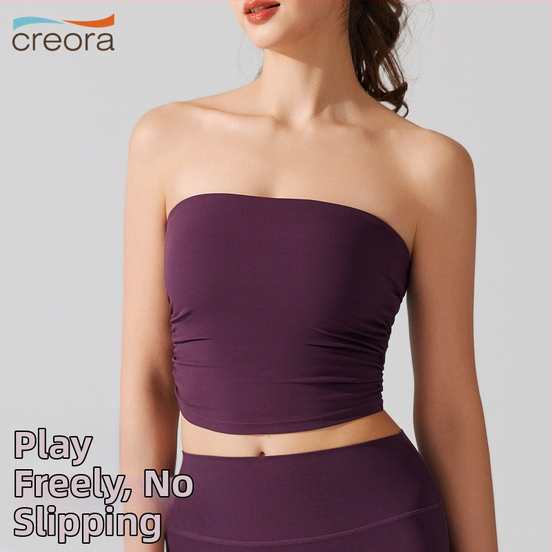 Be rankovių vamzdelinis viršus su pilnomis kaušelėmis, antibakterinis nude audinys, tinkamas bėgiojimui ir fitnesui, ploni formuojantys puodeliai