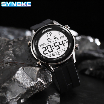 Sporta pulkstenis ar silikona siksnu, elektroniskais mehānisms, 50 m ūdensizturīgs, numeriskais displejs, sveķu korpuss