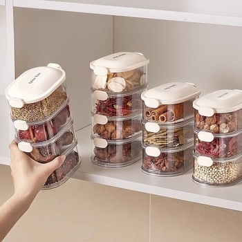 Prieskonių laikymo dėžutė - sandarus plastikinis indelis, šiuolaikinis minimalistinis stilius, modelis Seasoning Storage (SKU 32312)