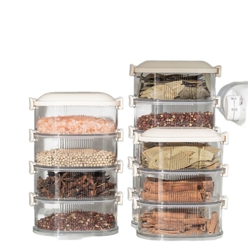 Prieskonių laikymo dėžutė - sandarus plastikinis indelis, šiuolaikinis minimalistinis stilius, modelis Seasoning Storage (SKU 32312)