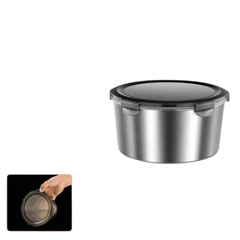 Kružna kutija za ručak od 316 nehrđajućeg čelika s poklopcem, čuva svježinu, kompatibilno s mikrovalnom, kapacitet ispod 300 ml