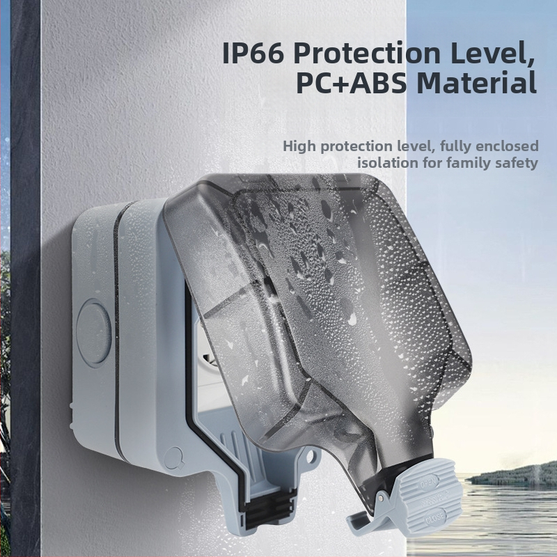 Lauko IP66 vandeniui atsparus sieninis lizdas, pramoninio dizaino, vieno lizdo, Europos standartas, vokiečių stilius