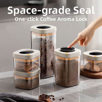 PET plastikoje pagamintas vakuuminis sandėliavimo indas, maisto kokybės, kvadratinė forma, 301–500 ml, skirtas kavos pupelėms ir grūdams