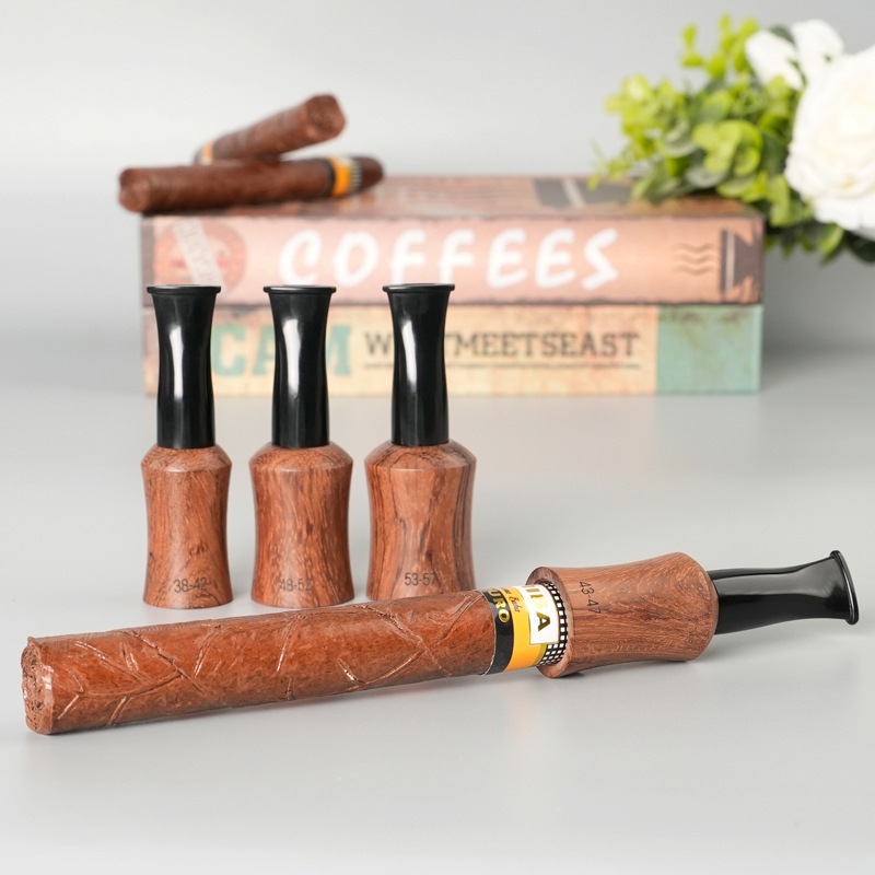 Мундштук за пура от розово дърво и абанос, персонализируем, с ръководство, прост стил