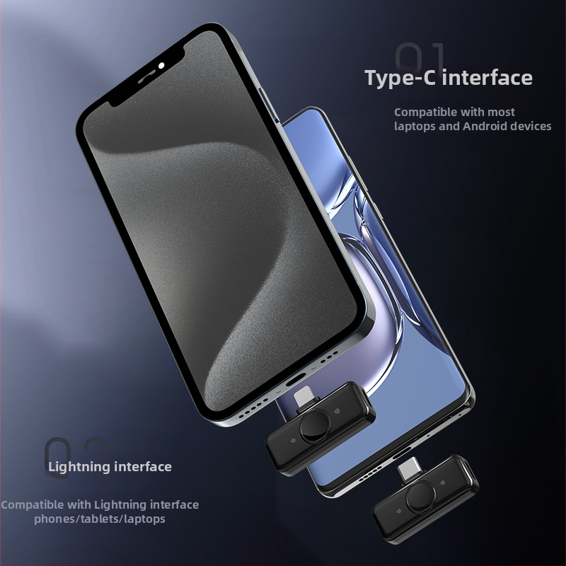 Q9 bezdrôtový lavalier mikrofón pre živé vysielanie a nahrávanie na mobile — Bluetooth 5.3, 20Hz–20kHz, SNR ≥60dB, výdrž batérie 6–8h