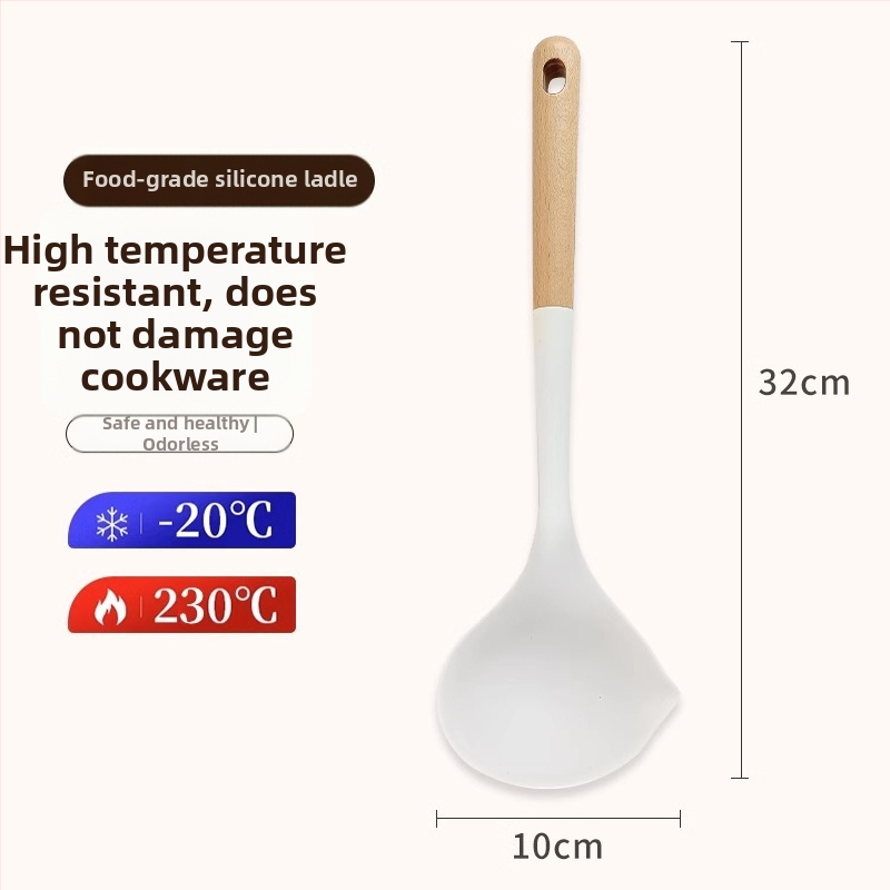 Silicone spatulų rinkinys su medine rankena, atsparus aukštai temperatūrai, nelimpan