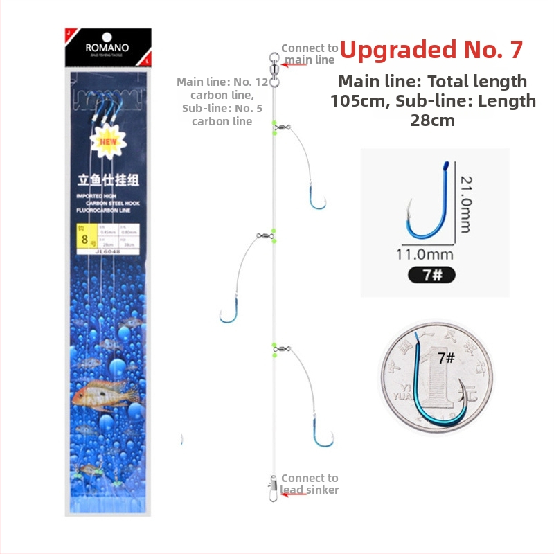 Romano āķis ar auklu Nr. 6, jūras makšķerēšana no laivas