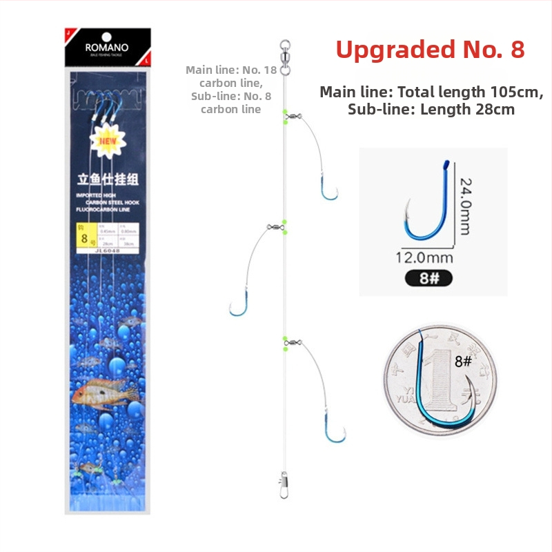 Romano āķis ar auklu Nr. 6, jūras makšķerēšana no laivas