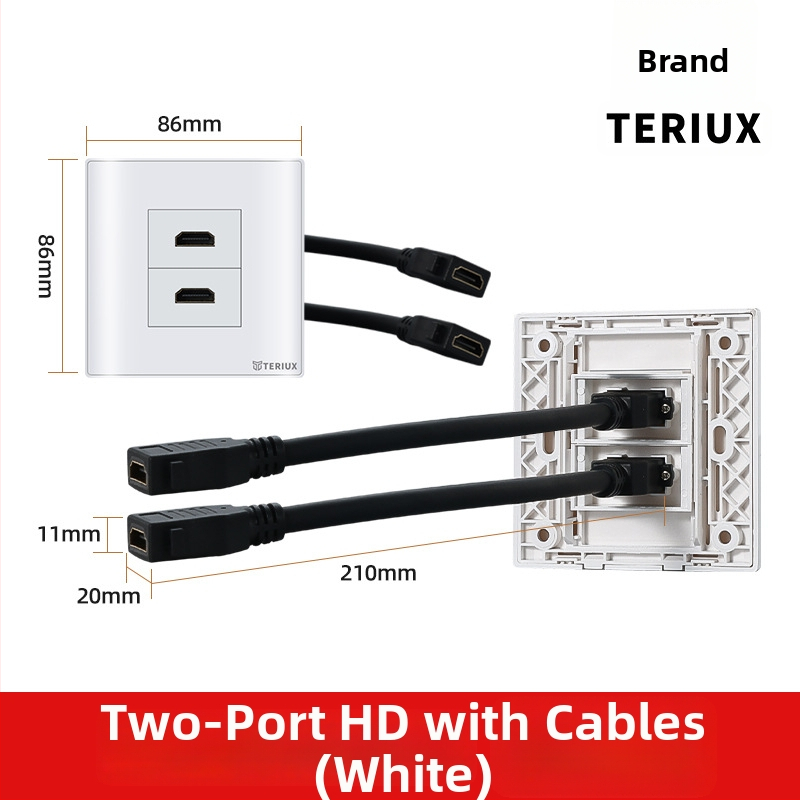 HDMI ligzda tipa 86 sienas uzstādīšanai, 4K HDMI, divportu