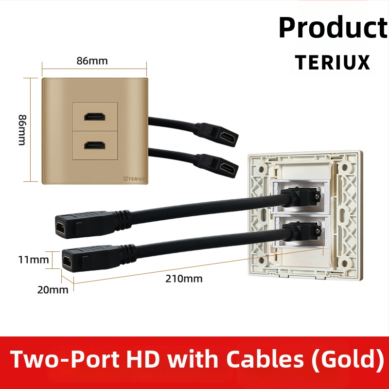 HDMI ligzda tipa 86 sienas uzstādīšanai, 4K HDMI, divportu