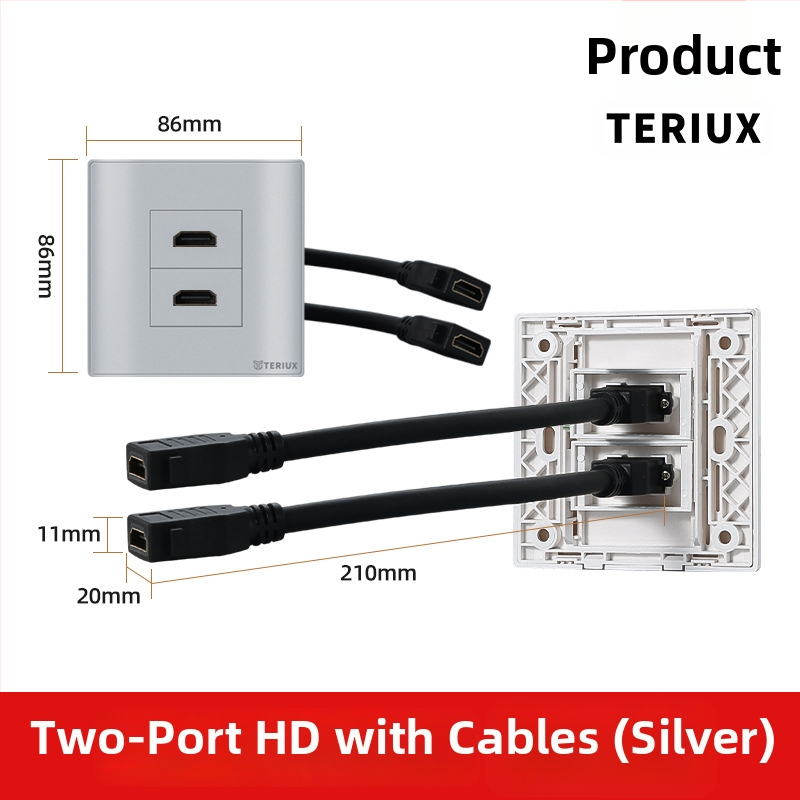 HDMI ligzda tipa 86 sienas uzstādīšanai, 4K HDMI, divportu