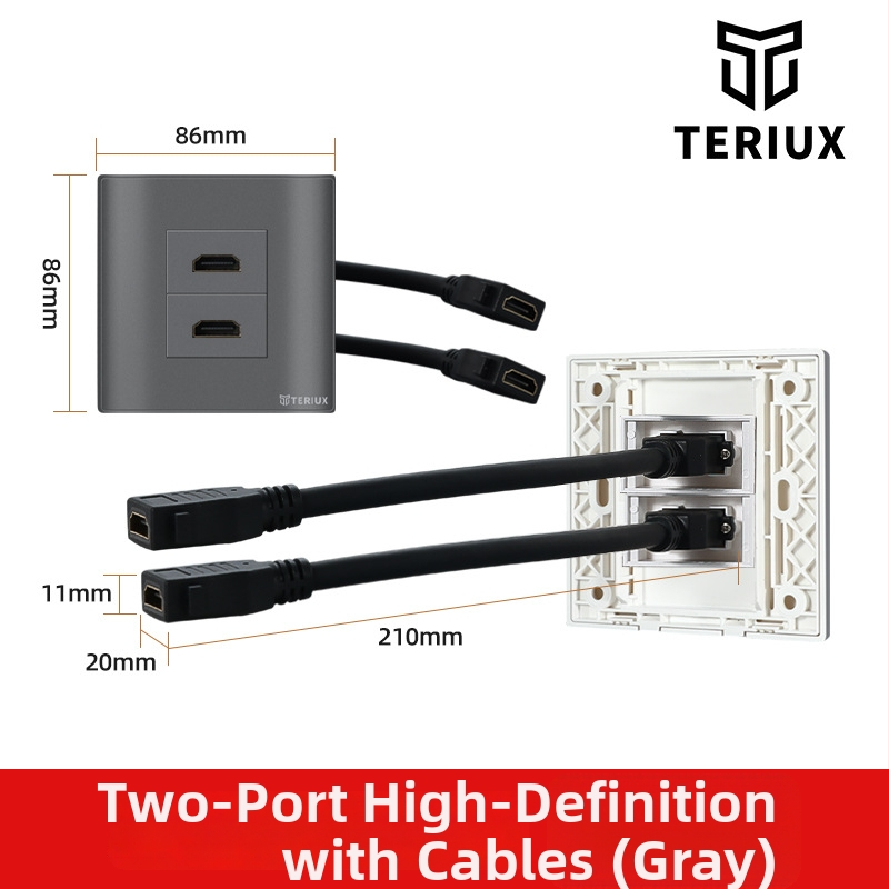 HDMI ligzda tipa 86 sienas uzstādīšanai, 4K HDMI, divportu