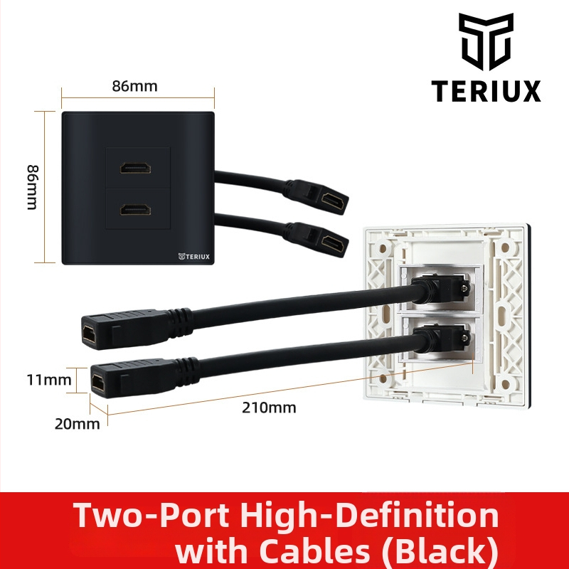 HDMI ligzda tipa 86 sienas uzstādīšanai, 4K HDMI, divportu