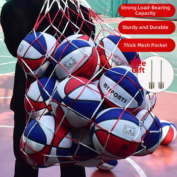 Krepšinio tinklinio krepšys, didelės talpos kamuolių saugojimo krepšys krepšiniui, futbolui ir tinkliniui; medžiaga: poliesteris ir polipropolenas.