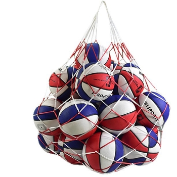 Krepšinio tinklinio krepšys, didelės talpos kamuolių saugojimo krepšys krepšiniui, futbolui ir tinkliniui; medžiaga: poliesteris ir polipropolenas.