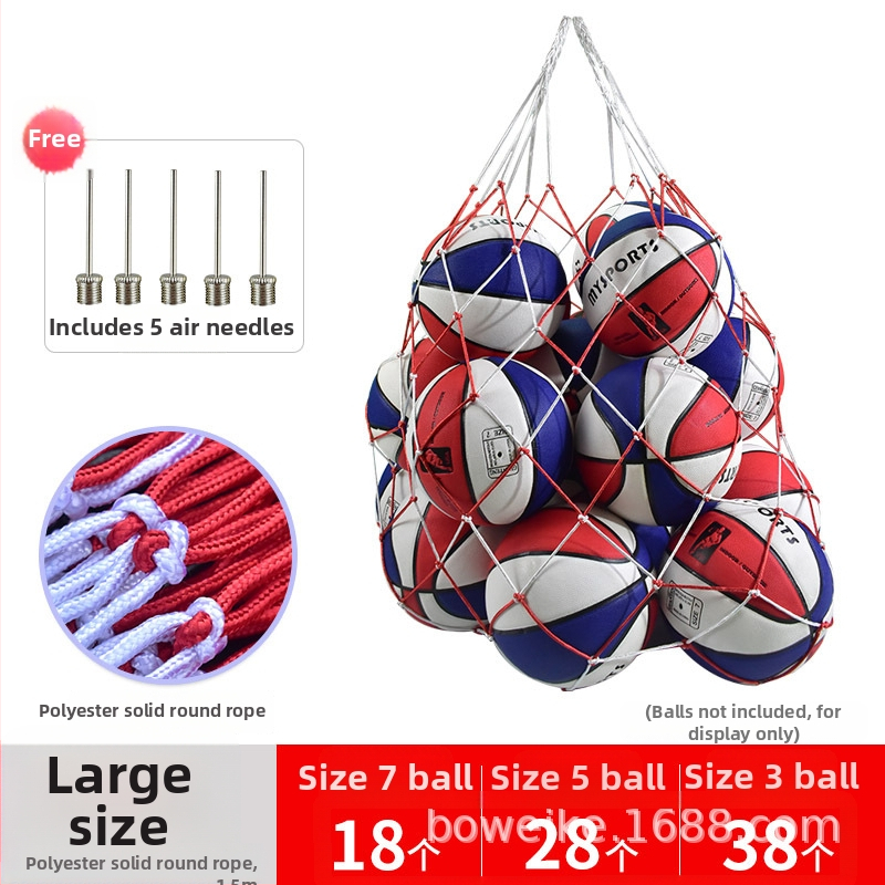 Krepšinio tinklinio krepšys, didelės talpos kamuolių saugojimo krepšys krepšiniui, futbolui ir tinkliniui; medžiaga: poliesteris ir polipropolenas.