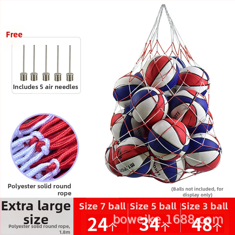 Krepšinio tinklinio krepšys, didelės talpos kamuolių saugojimo krepšys krepšiniui, futbolui ir tinkliniui; medžiaga: poliesteris ir polipropolenas.