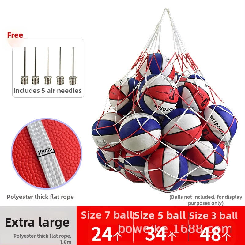 Krepšinio tinklinio krepšys, didelės talpos kamuolių saugojimo krepšys krepšiniui, futbolui ir tinkliniui; medžiaga: poliesteris ir polipropolenas.