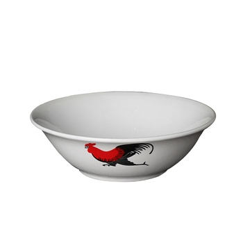 Bol de porțelan cu cocoș și model floral, formă rotundă, compatibil cu microunde, finisaj glazurat, calitate întâi