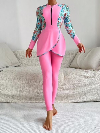 Moterų ilgos rankovėmis maudymosi kostiumėlis, 82% poliesteris, pamušalas 18% poliesterio, svoris 400 g