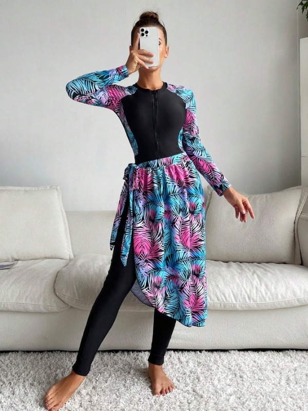 Moterų ilgos rankovėmis maudymosi kostiumėlis, 82% poliesteris, pamušalas 18% poliesterio, svoris 400 g