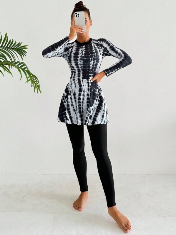 Moterų ilgos rankovėmis maudymosi kostiumėlis, 82% poliesteris, pamušalas 18% poliesterio, svoris 400 g