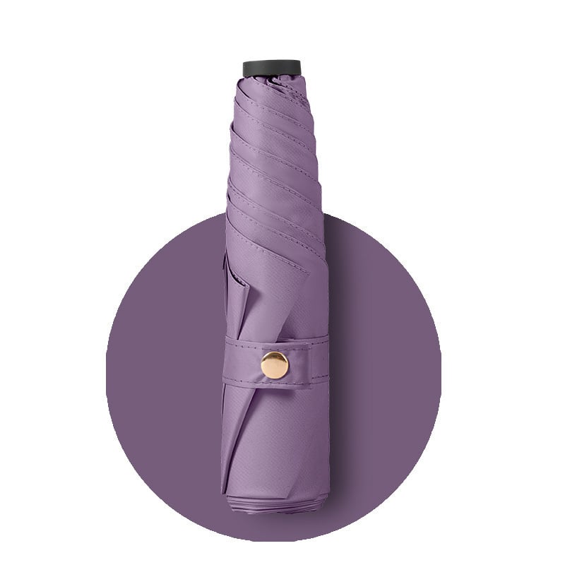 Labai lengvas trijų dalių sulankstomas skėtis su 190T audiniu, 6 pluošto briaunos, aliumininis stulpas, plastikinė rankena, rankinis atidarymas uždarymas, logotipo pritaikymas