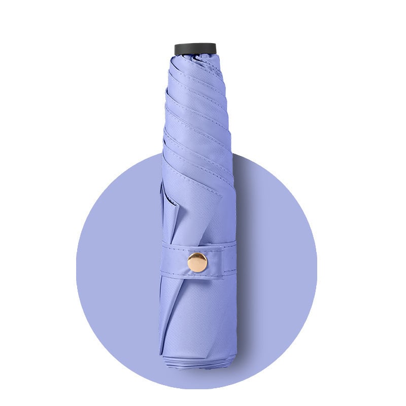 Labai lengvas trijų dalių sulankstomas skėtis su 190T audiniu, 6 pluošto briaunos, aliumininis stulpas, plastikinė rankena, rankinis atidarymas uždarymas, logotipo pritaikymas