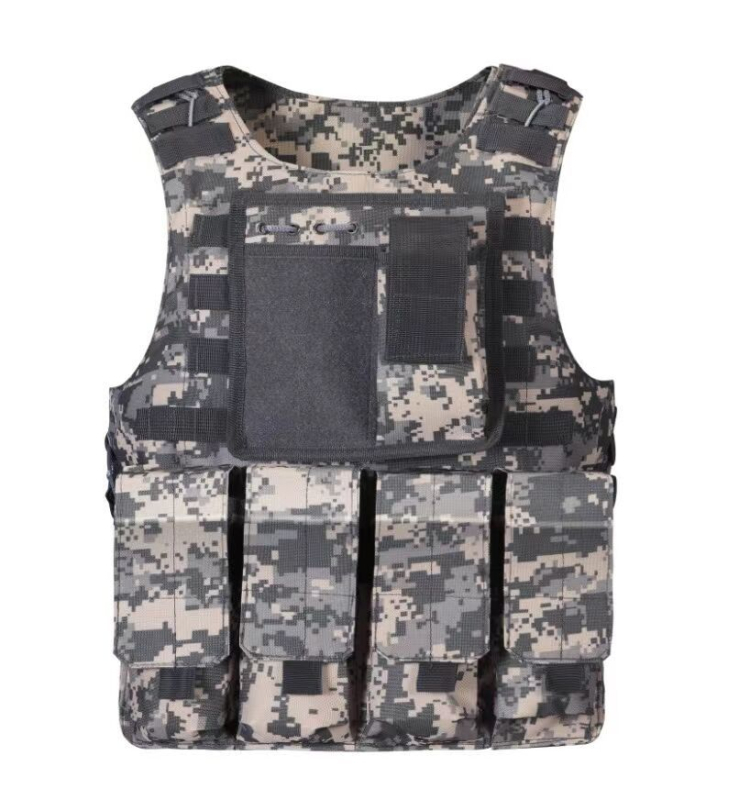 Balistinė taktikinė liemenė su kamufližu, atspari įsmeigimui, greitas atleidimas plieno siūlais, amfinis ir lengvas triląsų šarvas