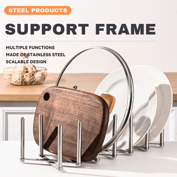Nerūdijančio plieno ištemptinis sulankstomas šoninis laikiklis plokštėms ir puodų dangteliams laikyti, išardomas daugiakryptis virtuvės organizatorius